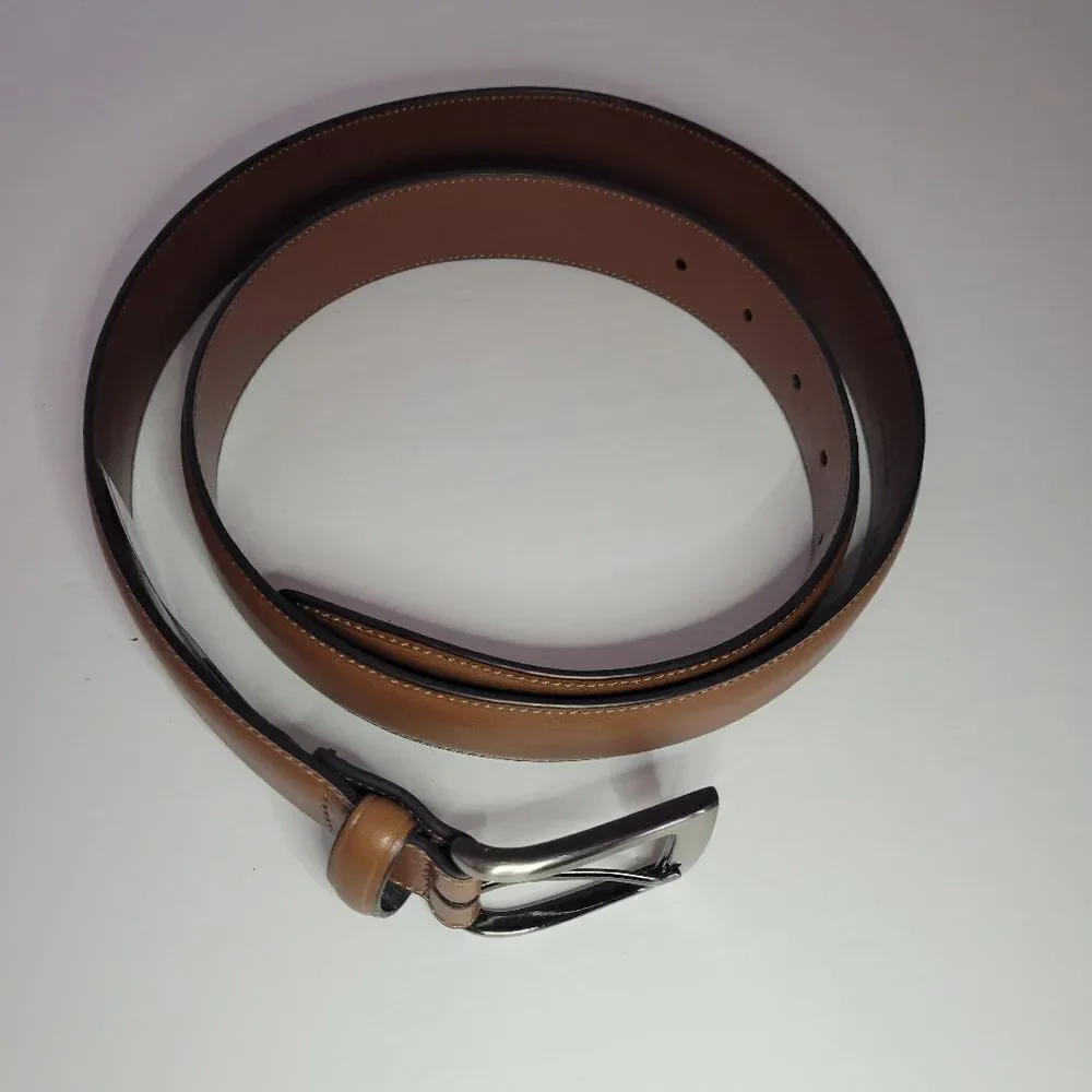 Perry Ellis Portfolio Men's Brown Leather Dress Belt